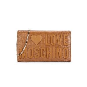 NWT Love Moschino Logo Croc-Embossed Crossbody Bag